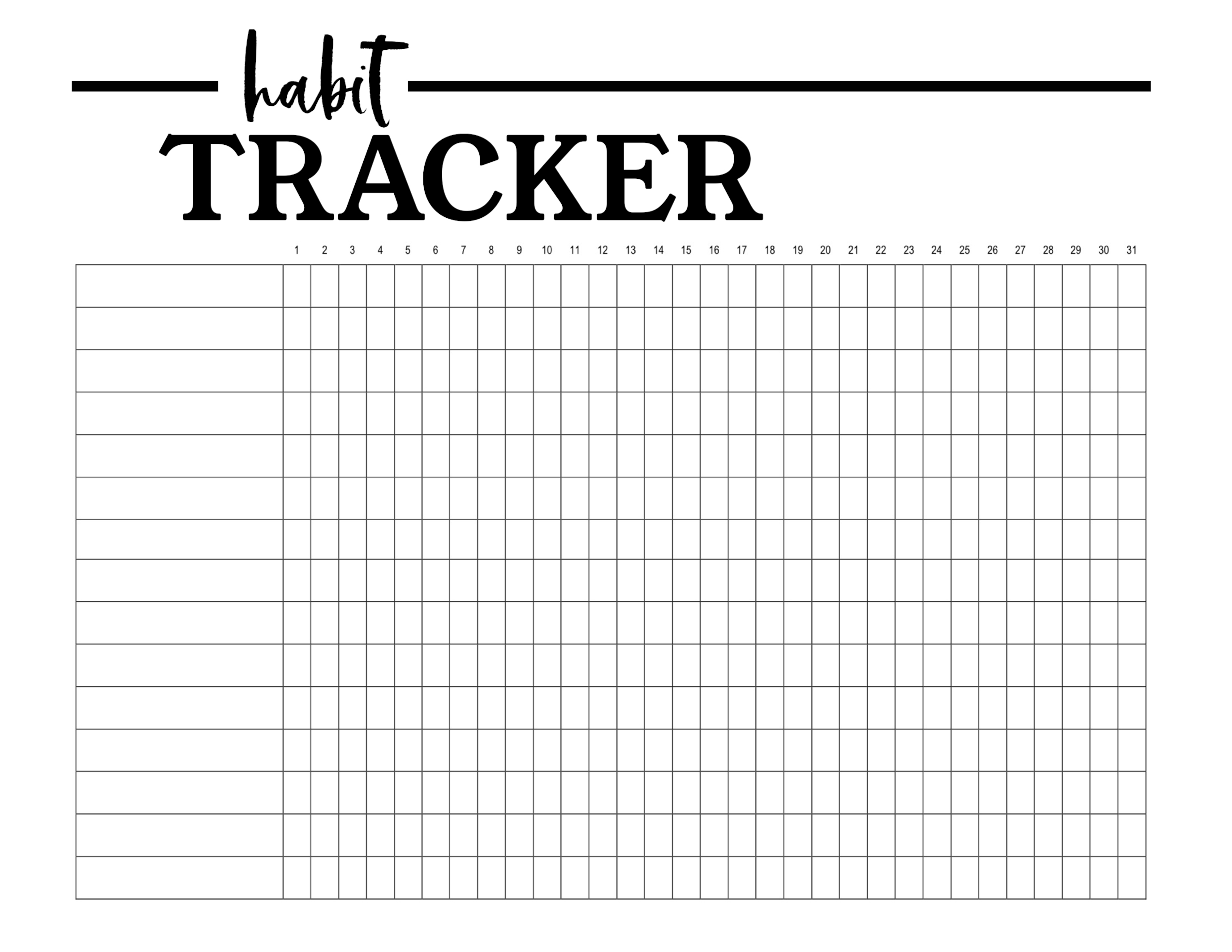 habit tracker printable planner template - paper trail design